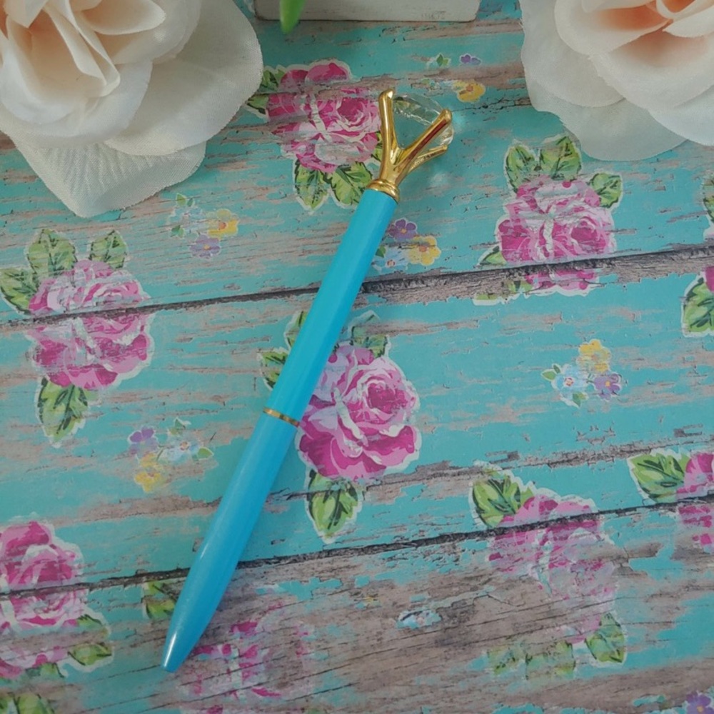 Aqua Blue Diamond Crystal Ballpoint Pen